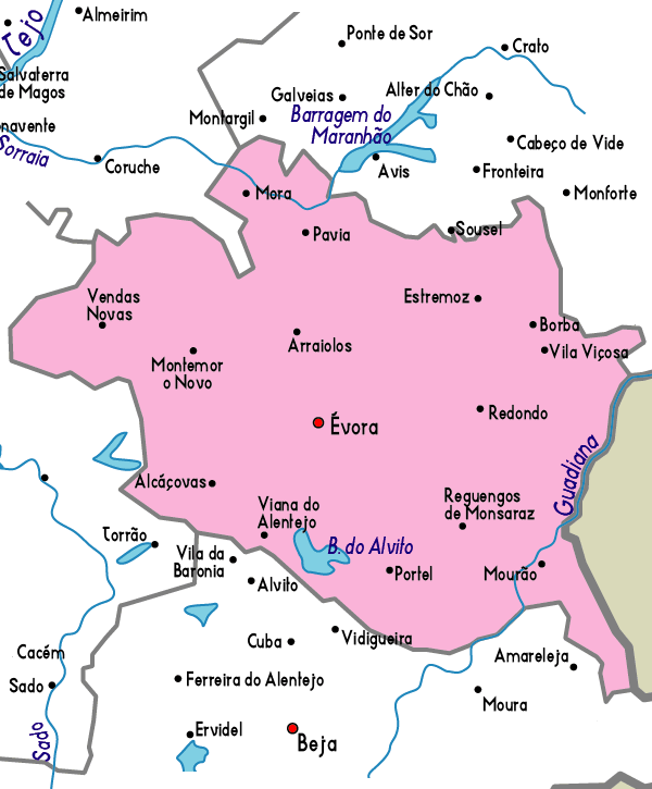Map of Evora